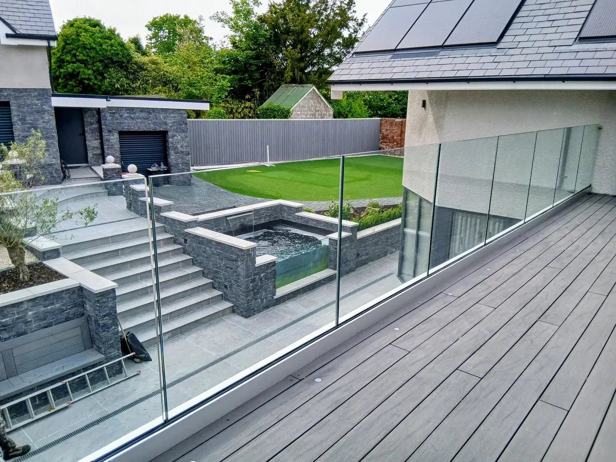 decking glass balustrade composite deck water feature swansea mayals swansea glass balustrades